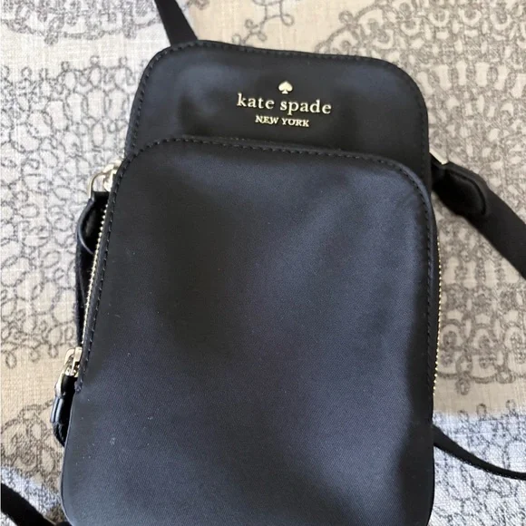 kate spade Black Compact Crossbody Phone Bag with Gold Logo - Picture 2 of 6